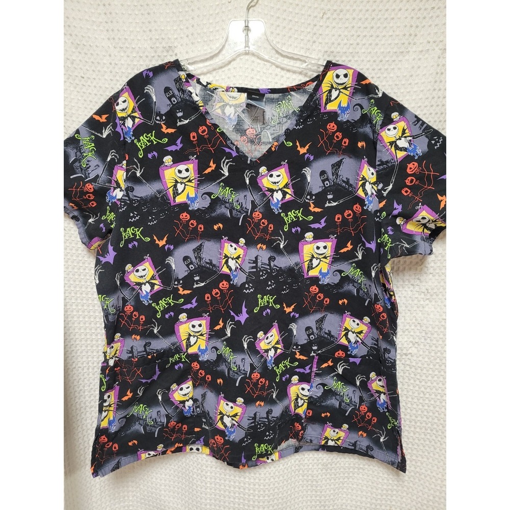 Nightmare Before Christmas Scrub Top Shirt Jack Lg Disney Tim Burton